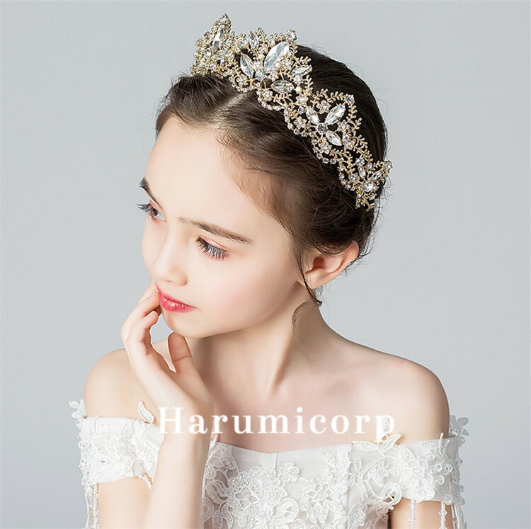 ヘアアクセサリー 子供 結婚式 ヘッドドレス 発表会 ドレス髪飾り 花冠 卒業式 女の子 誕生日 ティアラ ピアノ キッズ 髪飾り ヘアバンド