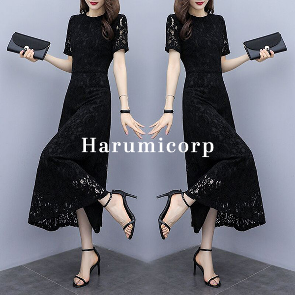 楽天市場】ワンピース ロングワンピース レース 半袖 上品 エレガンス