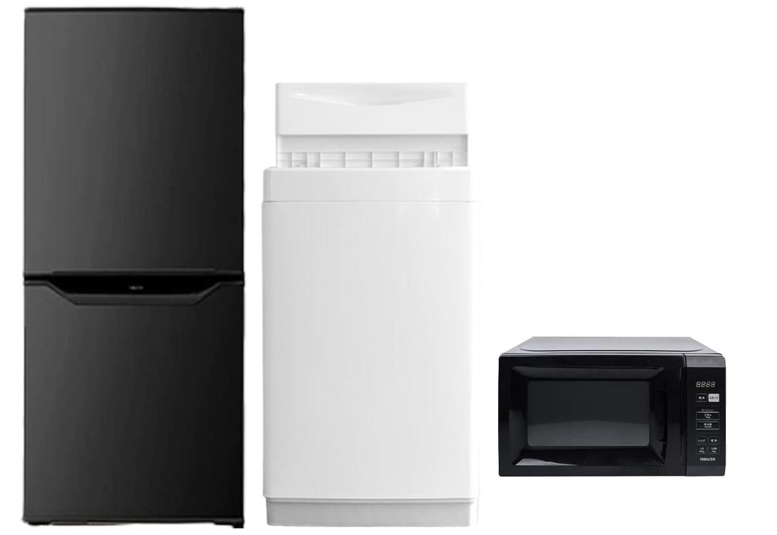 【新品】【新生きて行く家電3点仕掛ける】 家電仕掛ける 電気冷蔵庫106L 洗い濯ぎ機6kg 陰電子領域17L 黒いこと 一人暮らし