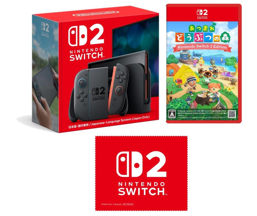 Nintendo Switch 2(日本語・国内専用) + あつまれ どうぶつの森 Nintendo Switch 2 Edition【限定】特典 マイクロファイバークロス 同梱|はるぽよ 店