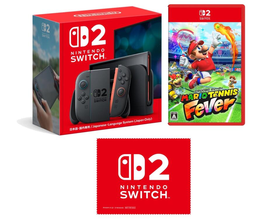 Nintendo Switch 2(日本語・国内専用) + マリオテニス フィーバー -Switch2 + 【限定】特典 Nintendo Switch 2 ロゴデザイン マイクロファイバークロス 同梱|はるぽよ 店