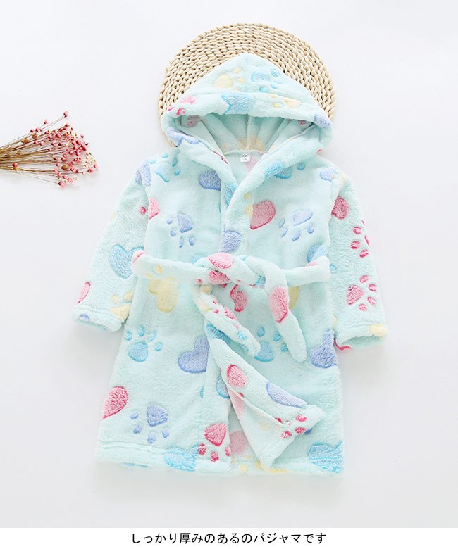 【送料無料】ジュニアバスローブ厚手モコモコ子供冬ガウンキッズ子供服女の子ルームウエア男の子あったかおしゃれ部屋着可愛いネグリジェユニセックス