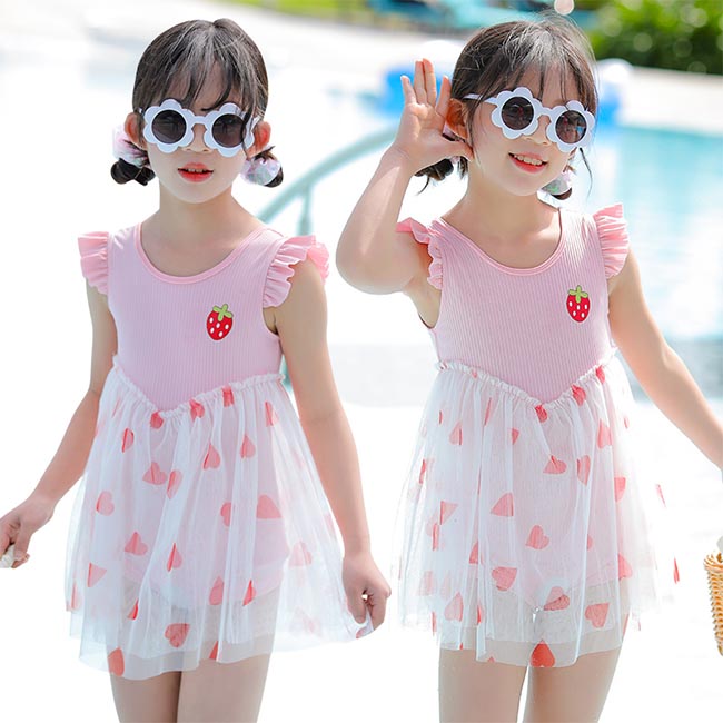 girl Swimwear One Piece (Girls' Dress)Swimwear Swimsuit, one-piece, tulle skirt, for children One-Piece Swimsuits Stylish swimwear for 4-year-olds, kindergarteners, 5-year-olds, and 6-year-olds.
