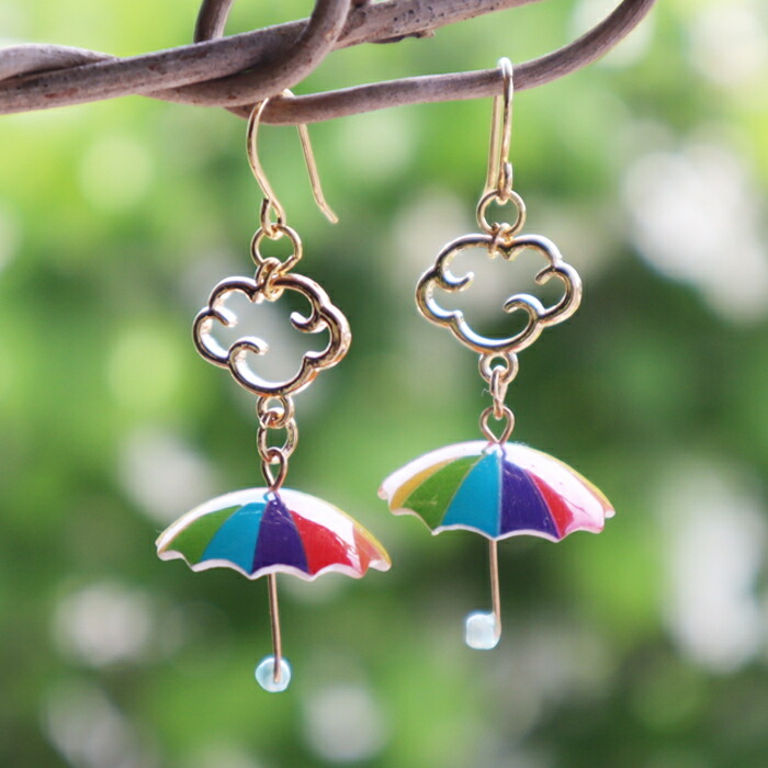 楽天市場】【P10倍クーポン】ピアス 傘 金属アレルギー 雨 梅雨 女性