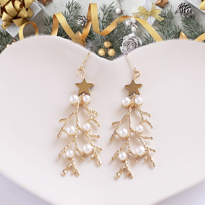 CHANEL　クリスマスツリーピアス 楽天市場】デザインピアス クリスマスツリーのピアス 16×40mm（1