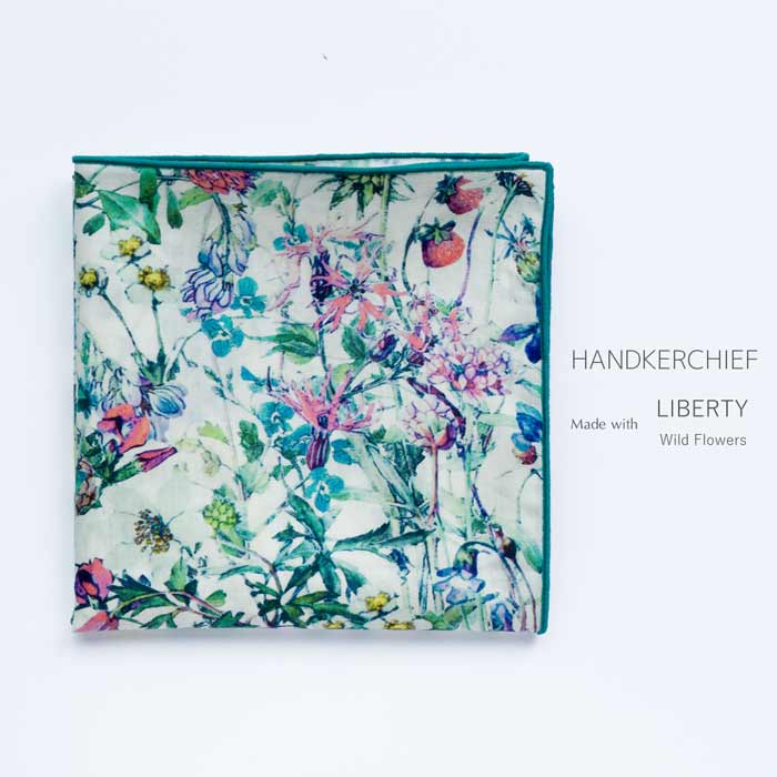 リバティ ワイルド フラワーズ 仕立て ハンカチ 期間限定お試し価格 少し広めの５０ｃｍ メール便可 ５０ｃｍ