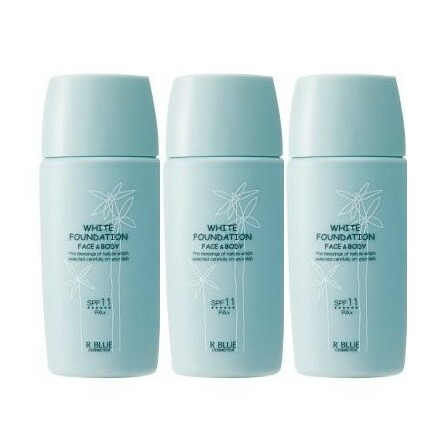 レクティ 白いことファンデーション 50ml×3個 水溶性ファンデーション 抑えつける色つや  赤いこと くすみ 小ジワ ひと肌 音の高低繰り上げる 化粧下地 すっぴんメイク えり 年歯 首元 デコルテライン 白肌 プロテオグリカン 人間の顔 上半身R BLUE アール青碧 日本製