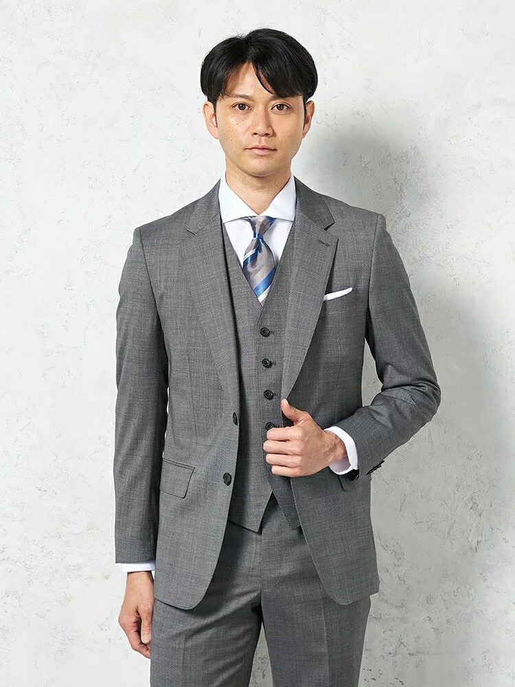【15%OFFクーポン:7/18~7/31】 メンズスーツ 2釦3P リッケンバッカーホワイト3PREDA M.グレー A4 A5 A6 A7 AB4 AB5 AB6 AB7 ウール 春夏|はるやま 店