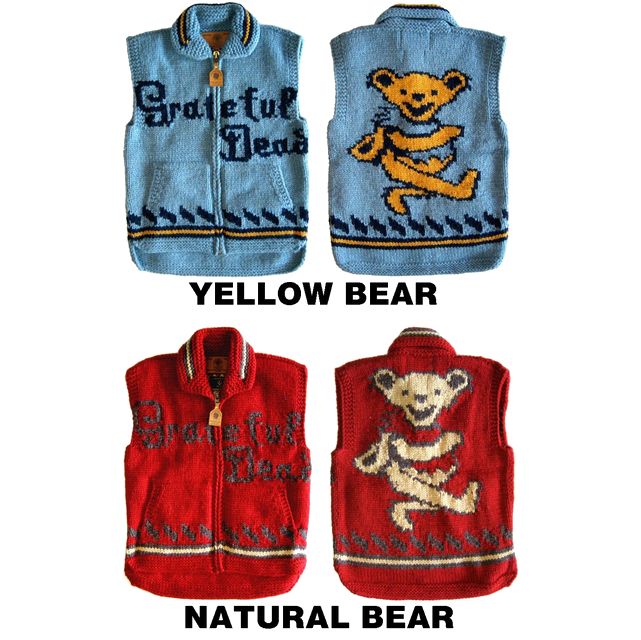 GRATEFUL DEAD DANCING BEAR CANADIAN VEST / グレイトフルデッド ダンシング ベアー カナディアン より良い / 編物 カウチンベスト