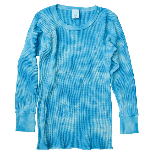 【 TIE-DYE THERMAL LIGHT BLUE LONG SLEEVE TEE 】【 タイダイ サーマル ライトブルー 】インナー 保温 アメカジ