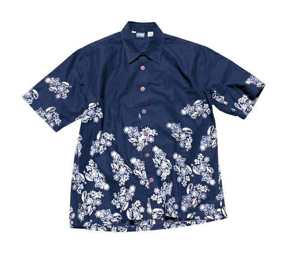 PHISH NAVY BLUE ALOHA SHIRTS / フィッシュ ネイビー ブルー アロハシャツ｜HARVEST MARKET