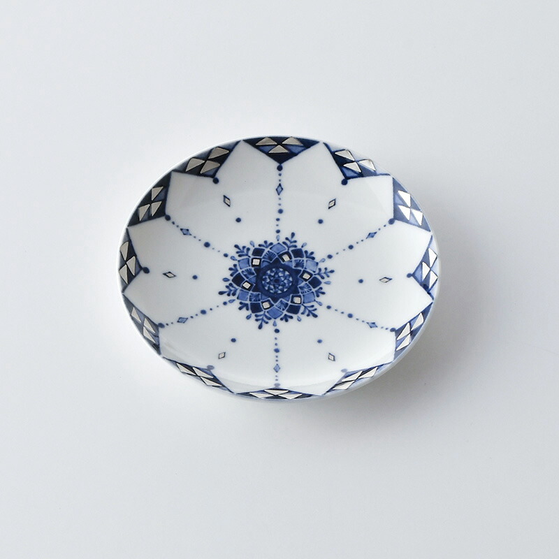 楽天市場】銀彩祥瑞プレート160（16cm）【波佐見焼き】藍古伊万里様式