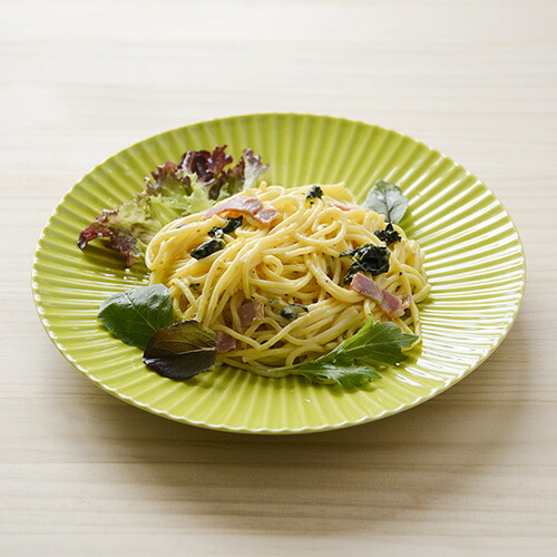 しのぎ26ｃｍ丸皿YG【波佐見焼】【パスタ皿】石丸陶芸mignon　一龍陶苑　丸プレート　黄色　ギフト無料ラッピング