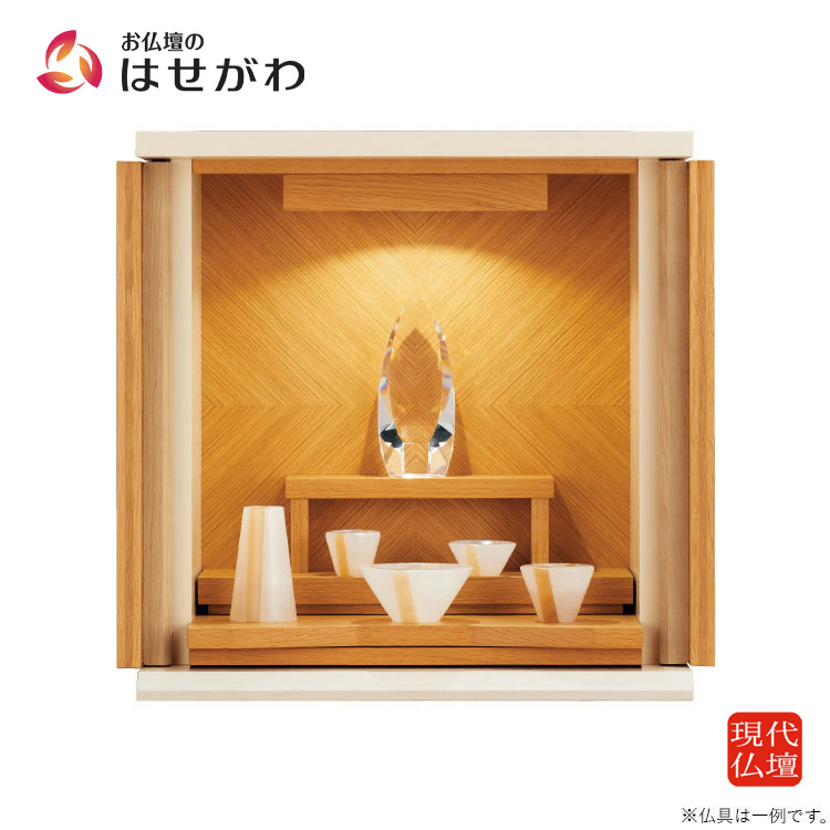 現代仏壇 国産 日本製 高さ49cm 棚置き モダン おしゃれ カジュアル かわいい マンション リビング 洋室 ホワイトオーク 楢(なら) 【ジオ ライト】 お仏壇のはせがわ