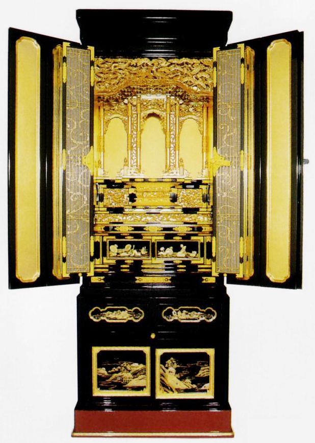 楽天市場】金仏壇：【鹿児島台付はな15号】金箔仏壇（仏具別） : 仏壇