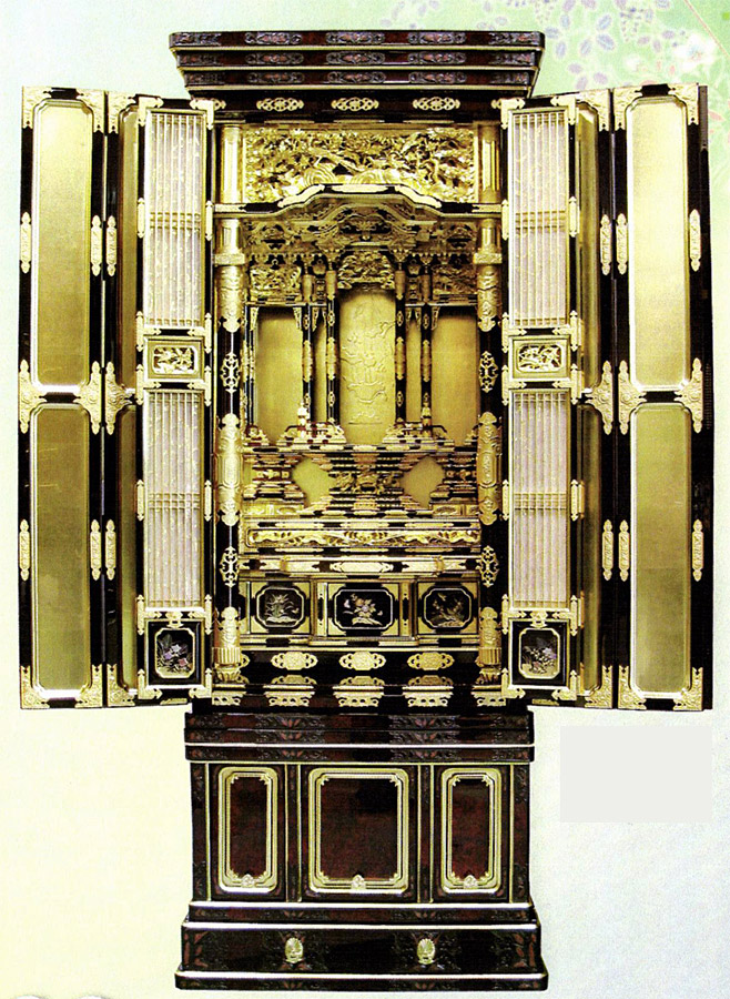 ぶつだん 楽天市場】金仏壇・仏壇 【名古屋型 三ツ割欄間段下】20号金箔仏壇仏具