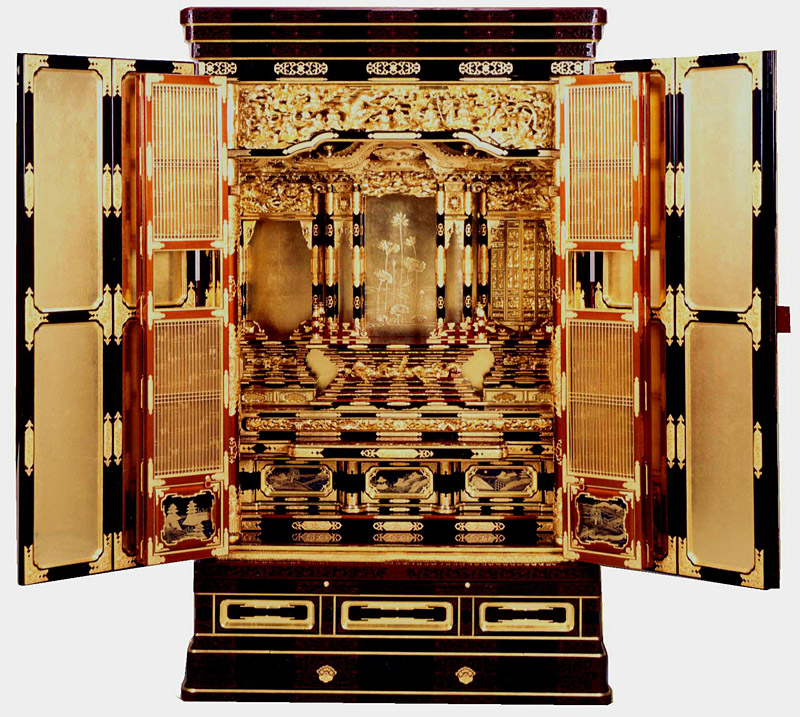 楽天市場】仏壇 金仏壇 「三河型 段下 御坊屋根 」 37号 仏具Bセット付