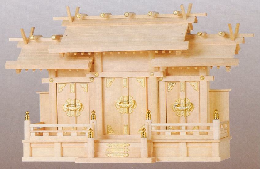 神棚 大屋根食い違い三社 43（中） 上級品 尾州桧（木曽桧）国産 日本製 貨物輸送無料