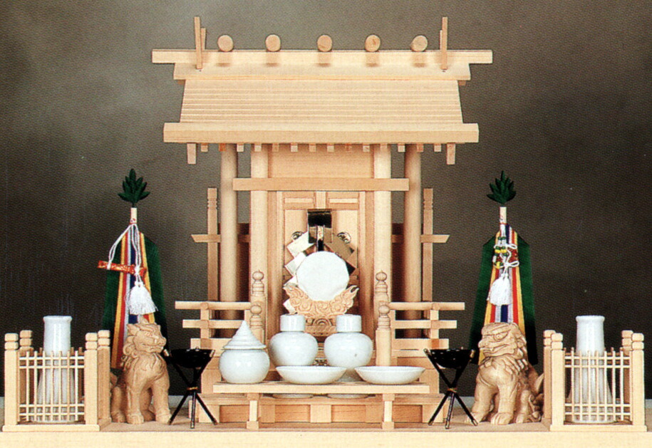 神棚・神棚一式セット 神棚《切妻一社宮》神具7点セット | 神棚の杜