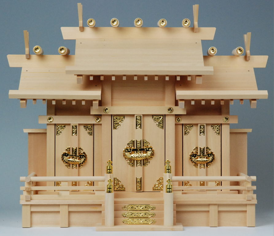 神棚 屋根違い三社(小) 上級品 尾州桧(木曽桧)国産 日本製 送料無料|仏壇仏具 神棚 数珠のLifeハセガワ
