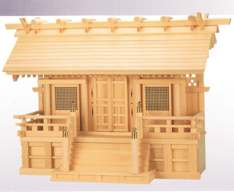 神棚 神具 通し大屋根 三社（格子戸） 貨物輸送無料