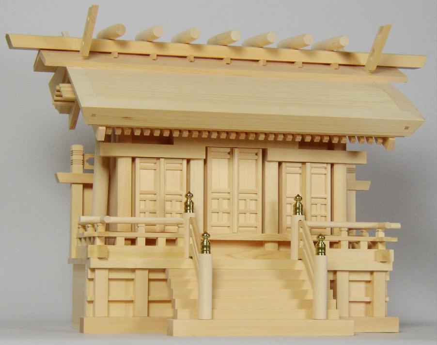 神棚 横通し三社厚大屋根（20号）通し三社神棚 木曽桧製 国産 日本製 貨物輸送無料