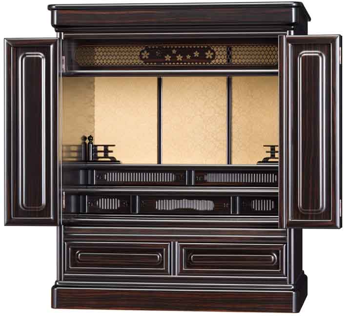 楽天市場】仏壇 新光彩SY 18号 箱段 志輪 黒檀調・紫檀調 上置型 小型