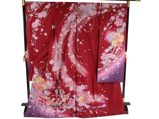 振袖 八重桜や菊や鞠（赤）