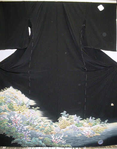 正絹留袖　江戸褄　丹後ちりめん　浜田和子　柄八掛付　加賀友禅調　日本製　未仕立て　送料無料｜はせ川京染店　店
