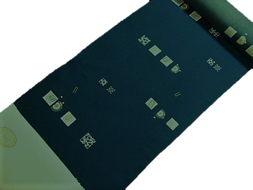 小紋反物【正絹】【紺】【かのこ】【絹100％】【未仕立て】