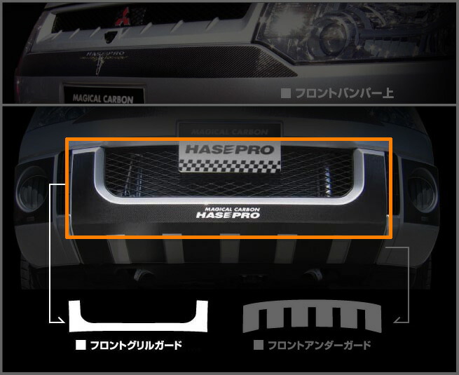 【20％OFFは14-18まで】カーボンシート デリカ D:5 CV5W フロントグリルガード マジカルカーボン 三菱 外装 傷防止 汚れ 保護 アクセサリー ハセプロ CFGGM-2