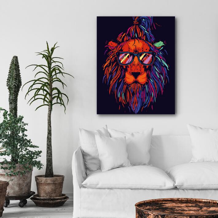 楽天市場 大人の塗り絵 油絵 塗り絵 絵画 Diyフレームの有無も選べる 数字 油絵 売れ筋 数字塗り絵 サングラス ライオン フレーム付 900円 50x40cm 油絵セット 人気 油絵 ナンバーペイント 夏休み 自由研究 絵具 塗り絵キット インテリア 絵画 おしゃれ パズル