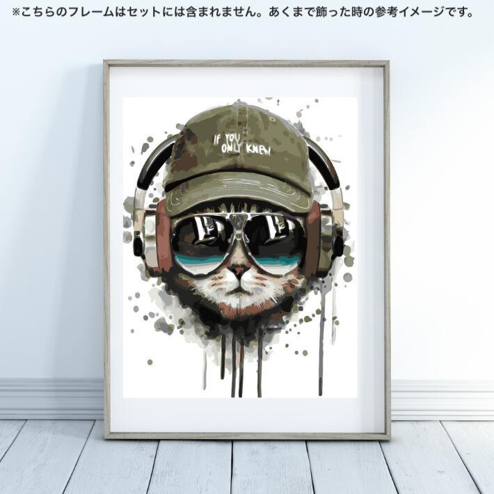 楽天市場 大人の塗り絵 油絵 塗り絵 絵画 数字 油絵 売れ筋 油絵セット 塗り絵キット Diyフレームの有無選べる 数字塗り絵 サングラス猫 フレーム付 900円 50x40cm ナンバーペイント インテリア 絵画 おしゃれ パズル絵 巣ごもり 新しい趣味 Diy油絵 アートパネル 頭の