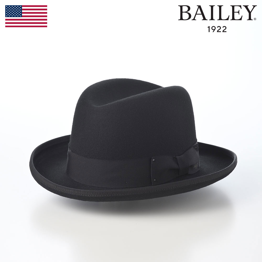 美品◎Bailey ベイリー FEDORA 中折ハット フェルト帽 USA製 黒 楽天市場】BAILEY 中折れハット フェルト帽 帽子 メンズ