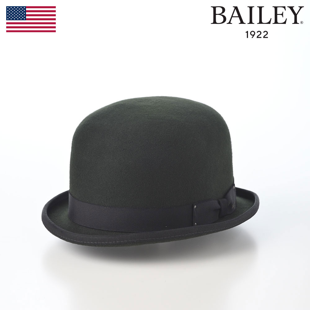 フェルト帽 ボーラーハット メンズ レディース 秋 冬 アメリカ 防寒 暖かい フォーマル カジュアル BAILEY ベイリー BOWLER HARKER ディープグリーン ギフト プレゼント|メンズハット・帽子専門店 時谷堂