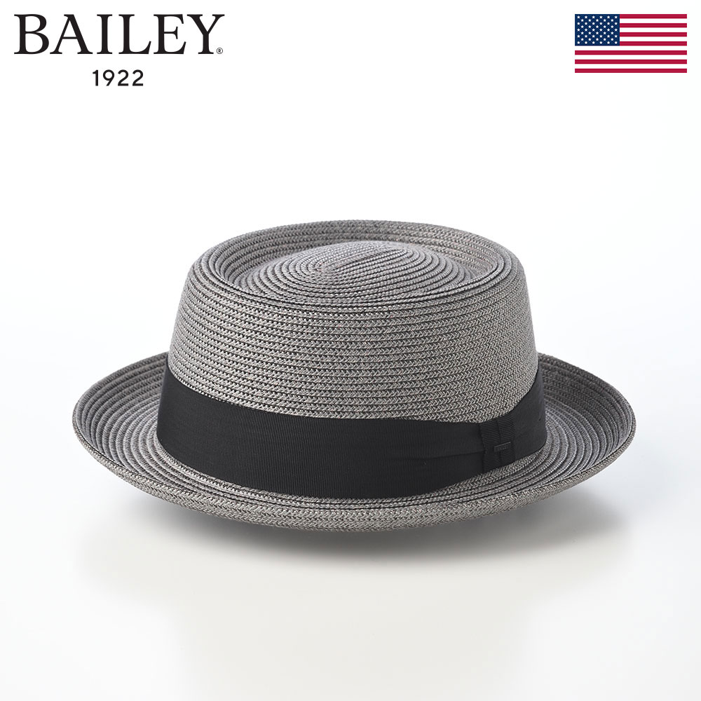 ブレードハット ポークパイ メンズ レディース 春 夏 アメリカ リゾート 旅行 BAILEY ベイリー WAITS BRAID HAT グラファイト 熱中症 暑さ UV 紫外線対策 ギフト プレゼント|メンズハット・帽子専門店 時谷堂