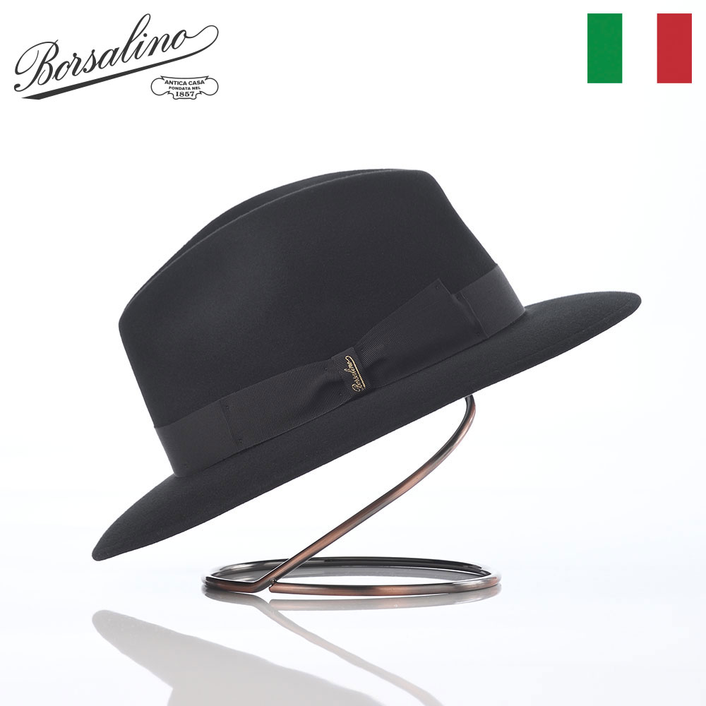 Borsalino ボルサリーノ 中折れハット フェルト帽 秋 冬 メンズ 中折れ帽 フェドラ 紳士帽 おしゃれ 高級 ブランド イタリア ファッション小物 アクセサリー Country Cashmere Mix(カントリー カシミヤミックス) 540004 ブラック 32,890円