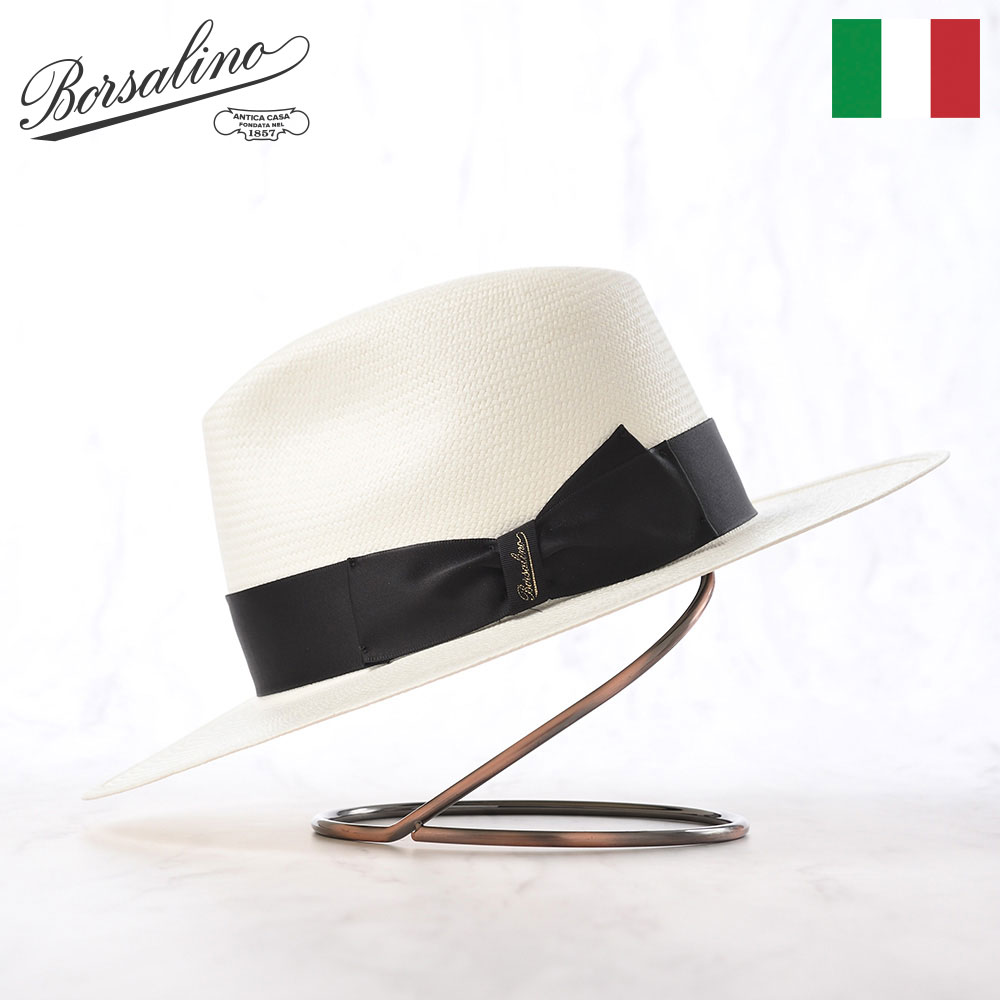 【楽天市場】Borsalino ボルサリーノ パナマ帽 パナマハット 中折れハット 春 夏 メンズ 中折れ帽 紳士帽 おしゃれ 高級 ブランド  イタリア ファッション小物 アクセサリー Panama Quito Larga（パナマキート ラーガ） 141088 ブラックリボン 熱中症 暑さ対策  ...