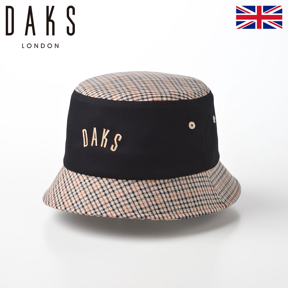 DAKS ダックス バケットハット 帽子 サファリハット 春 夏 秋 冬 メンズ レディース 大きいサイズ ソフト サイズ調整 紫外線 uv対策 アウトドア 行楽 ブランド Hat Twill Tartan(ハット ツイルタータン) D1712 ブラック