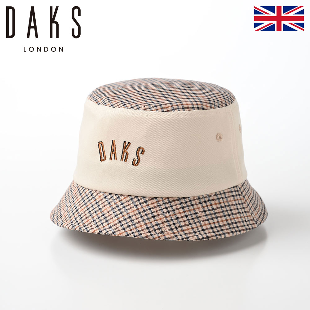 DAKS ダックス バケットハット 帽子 サファリハット 春 夏 秋 冬 メンズ レディース 大きいサイズ ソフト サイズ調整 紫外線 uv対策 カジュアル 行楽 ブランド Hat Twill Tartan(ハット ツイルタータン) D1712 アイボリー