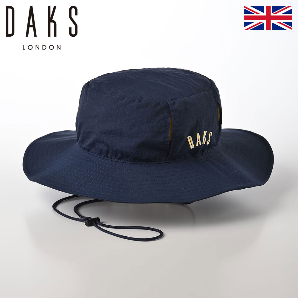 DAKS サファリハット アドベンチャーハット 撥水加工 あご紐付き メンズ レディース 大きいサイズ 春 夏 ソフトハット カジュアル おしゃれ シンプル ブランド ダックス Adventure hat Water-repellent Mesh D1716 ネイビー