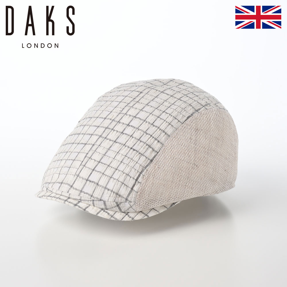 DAKS 帽子 ハンチング帽 メンズ レディース 春 夏 鳥打帽 大きいサイズ 日除け 紫外線対策 uv おしゃれ カジュアル 涼しい 小さめ イギリス ブランド ダックス Hunting Linen Check(ハンチングリネンチェック) D1726 グレー