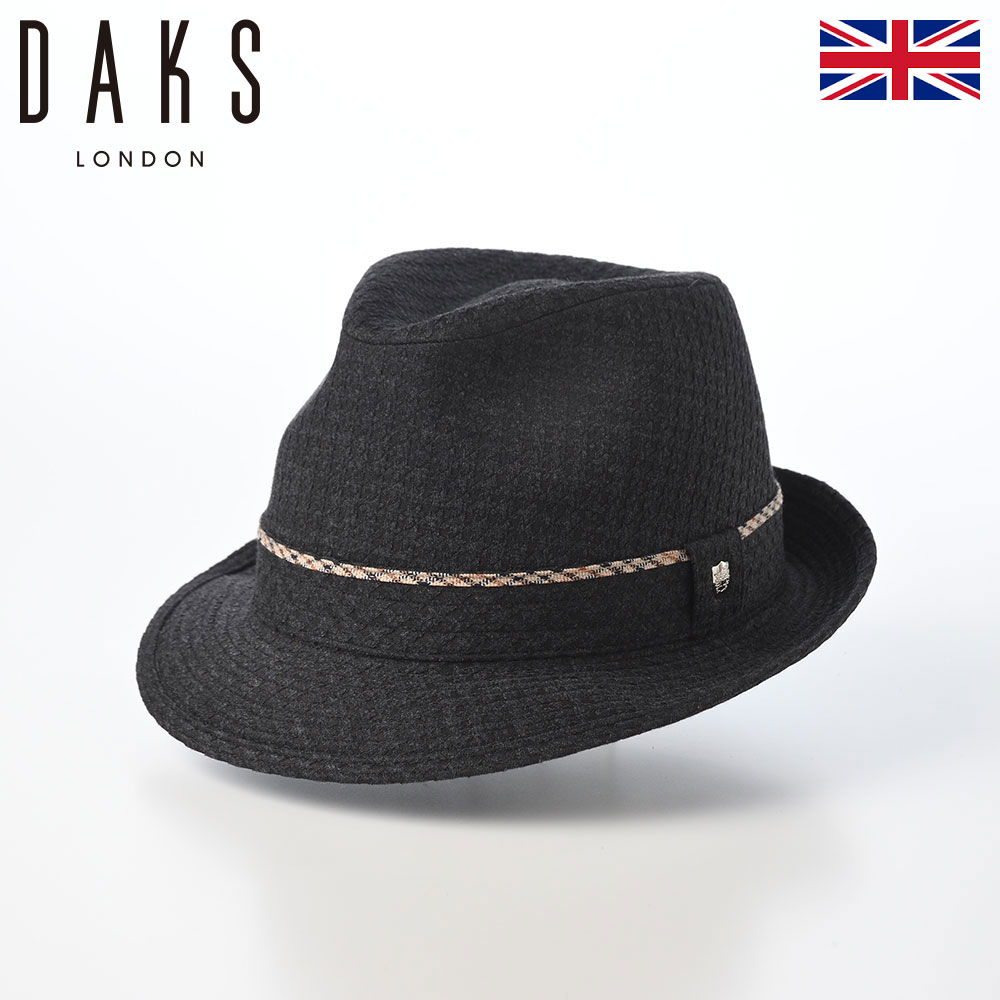 DAKS 帽子 中折れハット ソフトハット メンズ レディース おしゃれ カジュアル ブランド ダックス New Lescaut Houndstooth Jacquard（ニューレスコー ハウンドトゥース ジャガード） D2038 チャコール ギフト｜メンズハット・帽子専門店 時谷堂 11,858円