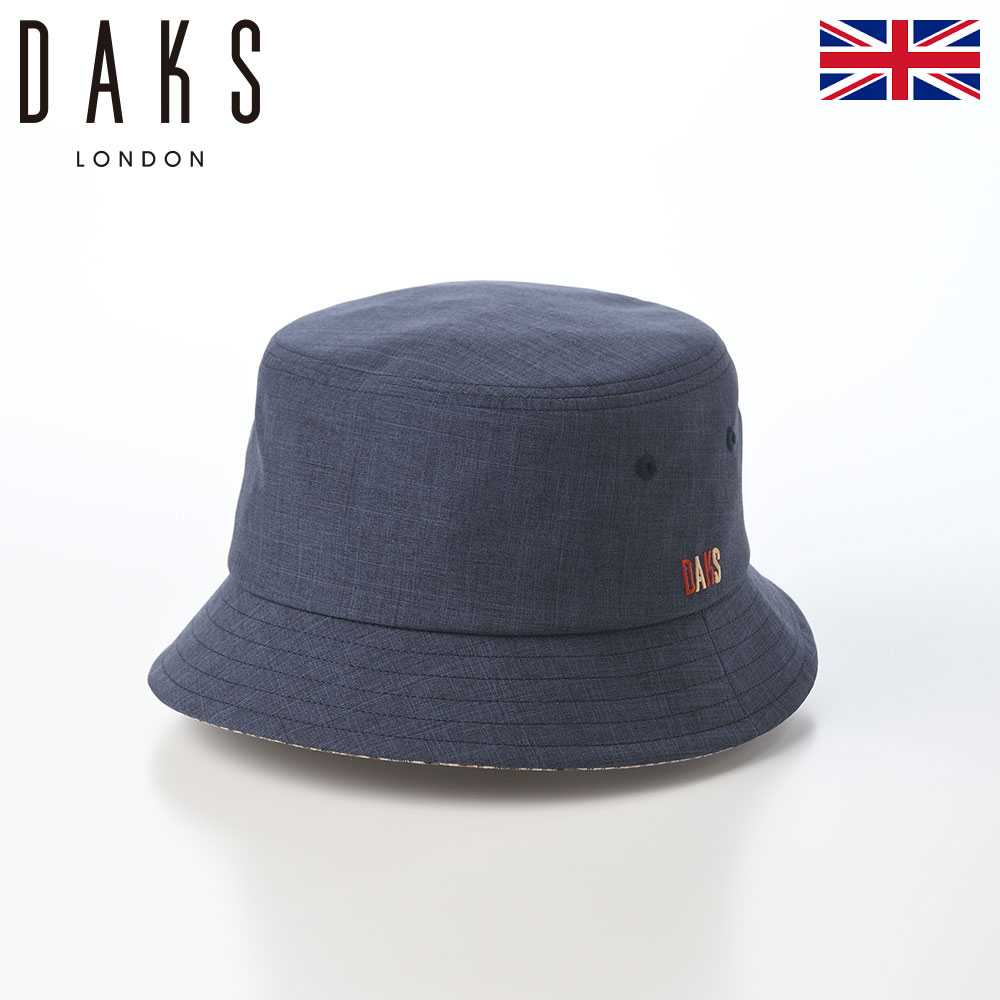 DAKS ダックス 帽子 バケットハット メンズ レディース 紳士帽 大きいサイズ サイズ調整 uv カジュアル アウトドア ブランド Bucket Hat Chambray minicheck（バケットハット シャンブレー ミニチェック） D3018 ネイビー