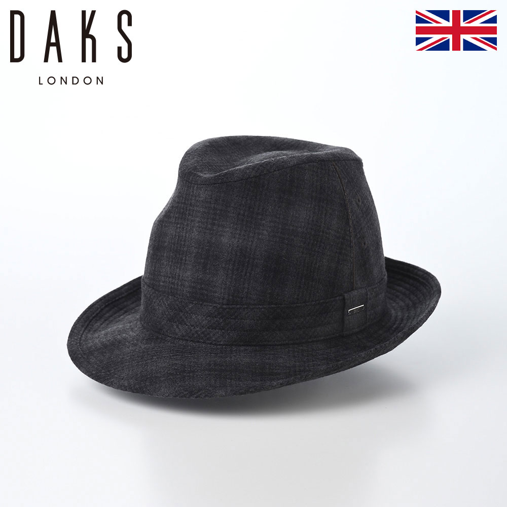 DAKS 帽子 中折れハット メンズ レディース 秋 冬 ソフトハット ソフト帽 大きいサイズ おしゃれ 普段使い アウトドア カジュアル 防寒 ファッション小物 ブランド ダックス Manish Shadow Check(マニッシュ シャドーチェック) D3905 チャコール