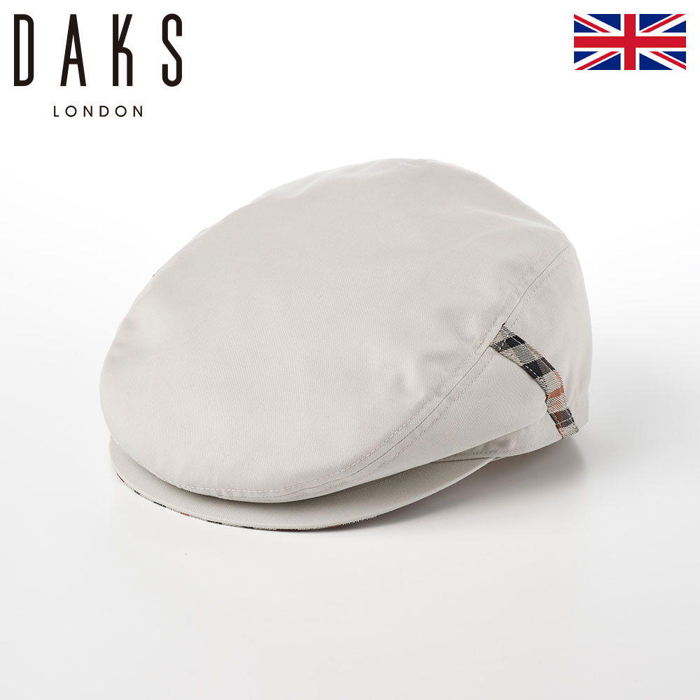 DAKS 帽子 メンズ ハンチング帽 撥水加工 サイズ調整 大きいサイズ ブランド キャップ CAP 通年 レディース 紳士帽 ベージュ グレー ネイビー 英国ブランド トップフリーハンチング コートクロス D4303 グレー