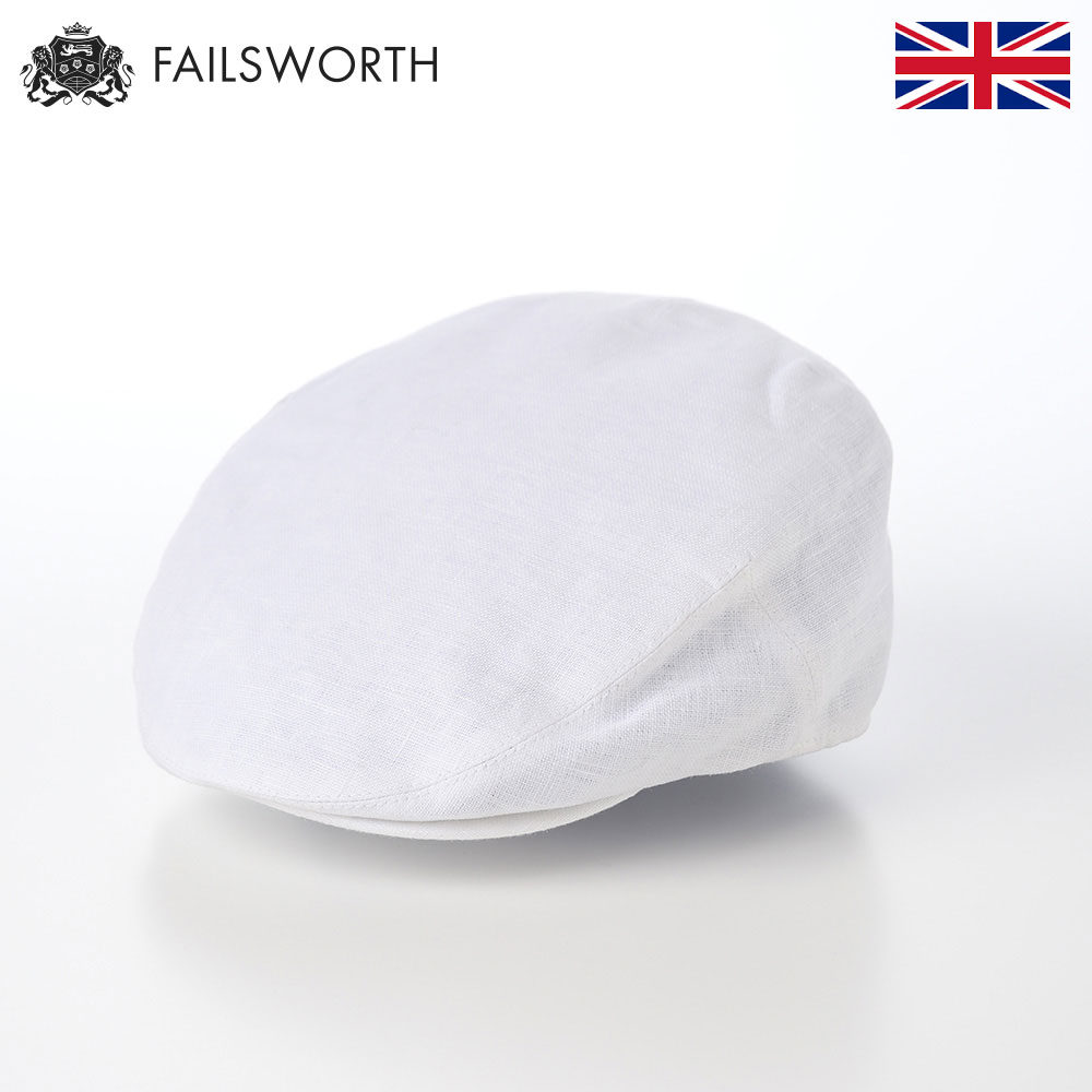 【クーポン配布中】 Failsworth ハンチング帽 春 夏 アイリッシュリネン メンズ レディース キャップ CAP 鳥打帽 大きいサイズ カジュアル 普段使い イギリス 英国ブランド フェイルスワース Irish Linen Cap(アイリッシュリネン キャップ)ホワイト