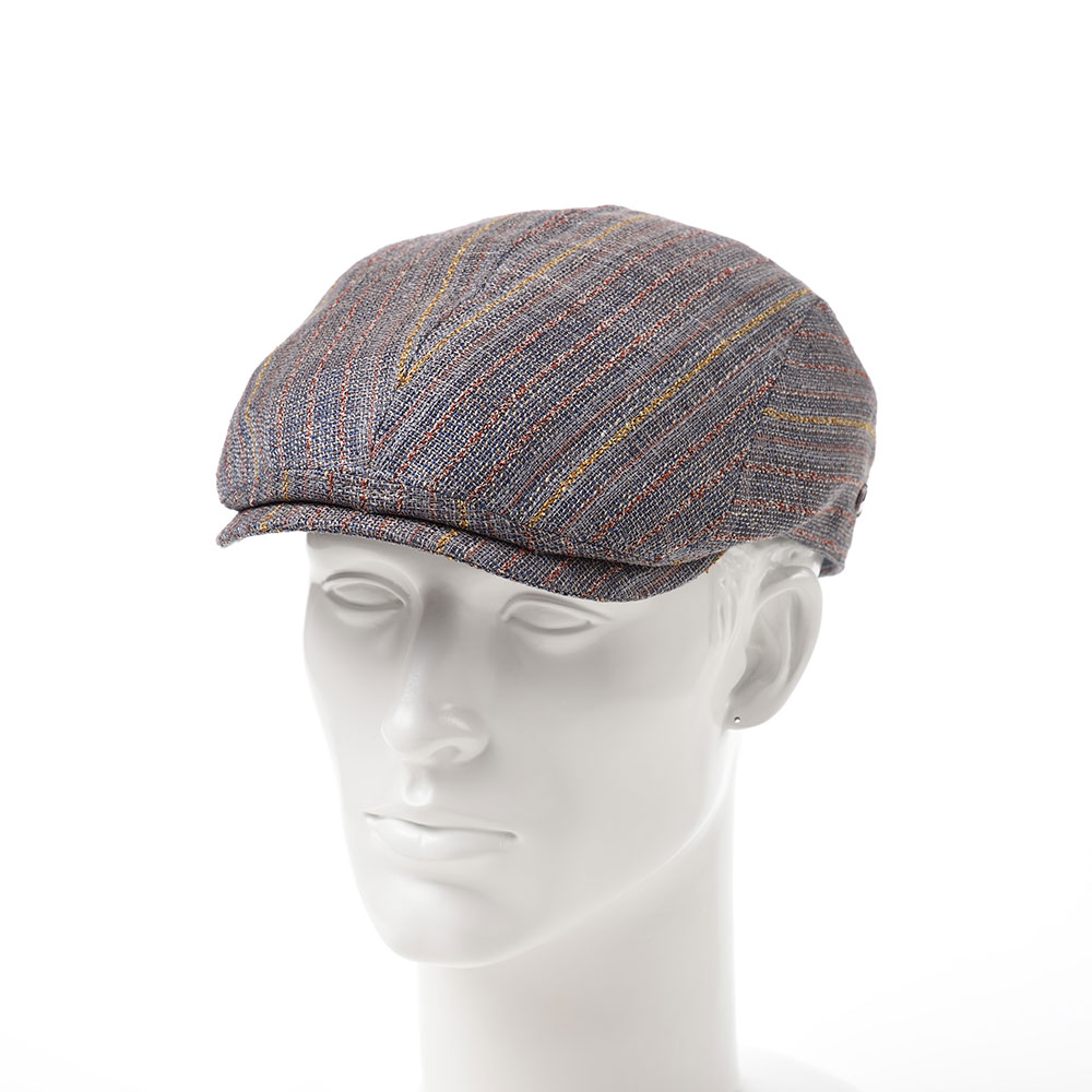 ハンチング帽 G Gottmann ゴットマン メンズ Gloria ジャクソン グレー基調でブラウンとイエローのストライプが走る きらめきデザイン メッシュ状の編地が涼しい 軽快ハンチング おしゃれ カジュアル 夏 ハンチング キャスケット レディース 送料無料