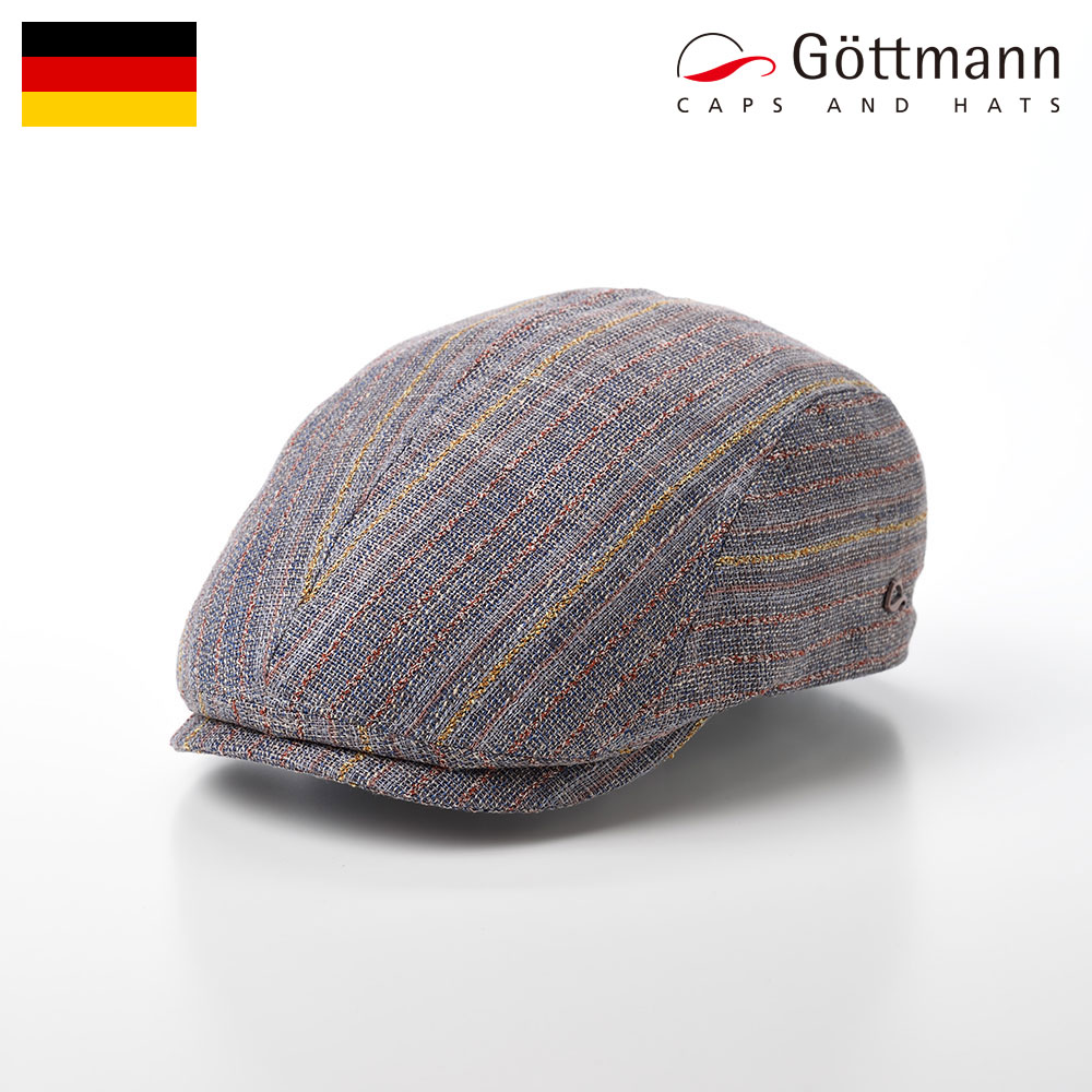 ハンチング帽 G Gottmann ゴットマン メンズ Gloria ジャクソン グレー基調でブラウンとイエローのストライプが走る きらめきデザイン メッシュ状の編地が涼しい 軽快ハンチング おしゃれ カジュアル 夏 ハンチング キャスケット レディース 送料無料