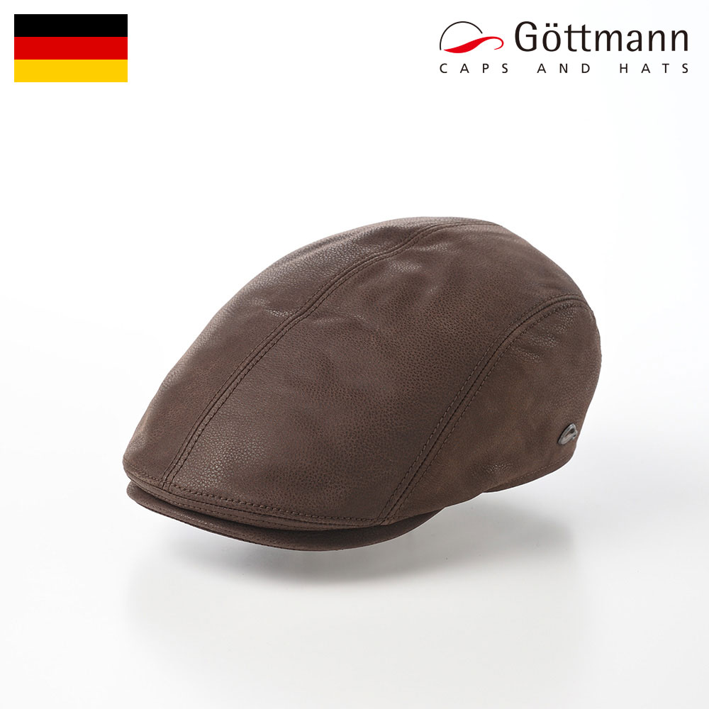 Gottmann ハンチング帽 本革 レザー 帽子 キャップ CAP メンズ レディース 秋 冬 大きいサイズ カジュアル おしゃれ ファッション小物 ブランド ドイツ ゴットマン Jackson Calf Leather(ジャクソン カーフレザー)G2639492 ブラウン ギフト|メンズハット・帽子専門店 時谷堂